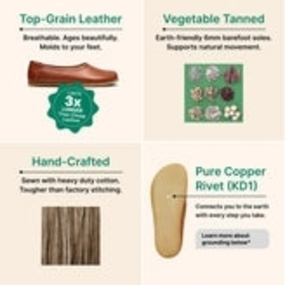 Earthing Harmony Elegant Brown Leather "Grounding" Ballet Flats - Picture 3 of 15